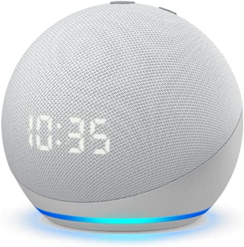 Echo Dot (4th Generation) | Smart Speaker with Clock and Alexa | Glacier White Finish