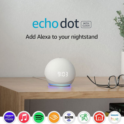 Echo Dot (4th Generation) | Smart Speaker with Clock and Alexa | Glacier White Finish