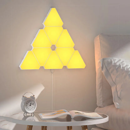 Smart RGB Triangular LED Quantum Wall Lamp - Ambient Night Light for Bedroom and Office Decor